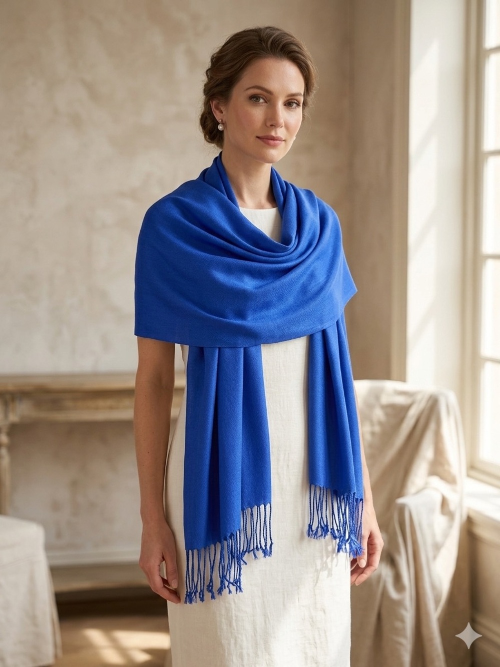 Classic Blue Lightweight Women's Wrap Scarf